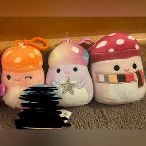 ☎️ Squishmallows Mushroom BUNDLE Alba Madhi Keychain Clip Malcom 4” shroom set